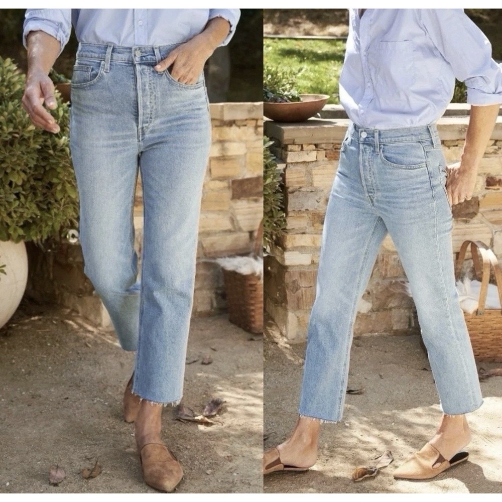 Frank & Eileen Monaghan Button Fly Jeans Med Wash Cropped Women's 31